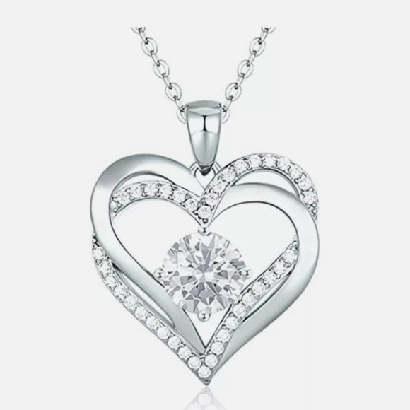 New 925 Silver heart shaped Cubic Zircon Necklace - Picture 2 of 4